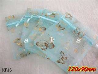 50 x Turquoise / Butterfly Organza Bags 9x12cm XFJ6  