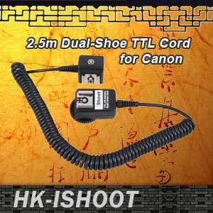 iSHOOT 2.5m Dual Shoe Flash TTL Off Camera Cord F Canon  