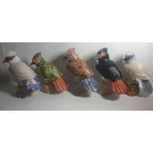   Set of Five Natural Stone Bird Figurines 3.5 