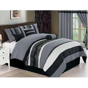   Black and White Embroidered Comforter Bedding Set