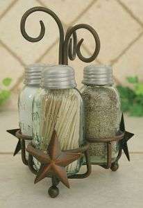 Country Wedding Mason Canning Fruit Jar Salt Pepper Toothpick Star 
