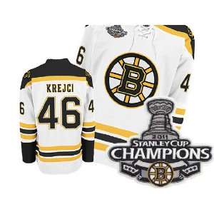  NHL Stanley CUP Champions Patch Boston #46 David Krejci White Bruins 