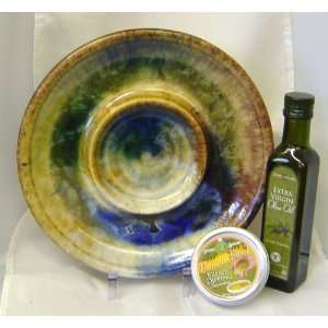   Set Bread Oil Dipping Platter Extra Virgin Olive Oil and Seasoning Tin