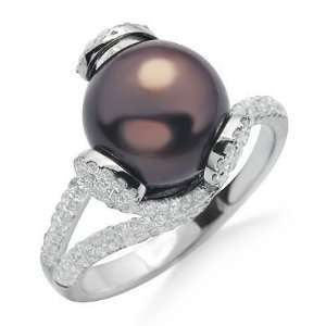   Gold Brown Pearl and Diamond Gemstone Ring Avianne & Co Jewelry