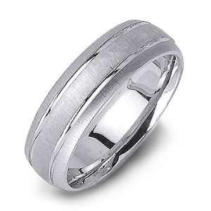  Satin Brushed 14K White Gold Wedding Band Ring Jewelry