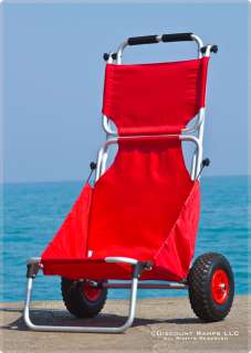 RED FOLDING BEACH CHAIR FISHING COOLER DOLLY WAGON CART (BFC RED 