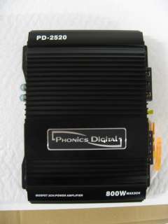 PHONICS DIGITAL PD 2520 2 CHANNEL 800W MAX BRIDGEABLE CAR AMPLIFIER 