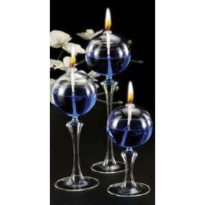  Stem Ball Clear Glass Oil Candle Lamps Set of 3