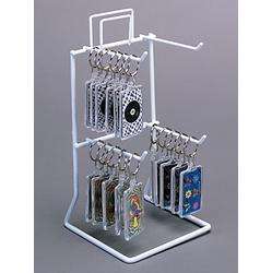   White 2 Tier 4 Peg Hook Display Counter Racks With Sign Holder  