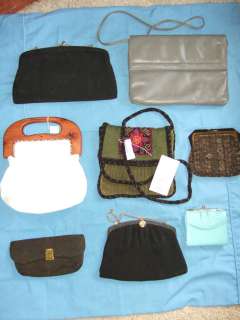 lot vintage purse clutch bag evening wallet hippie retro black corde 