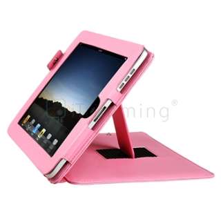 Pink Leather Case w/Stand+Stylus+Film For iPad 1 3G  