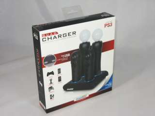 PS3 Move Quad Charger (4 Controllers + 2 USB Ports) NEW 845620038107 