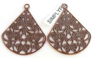   Antiqued Copper Filigree Design Chandelier Earring Drops, 8 Pcs