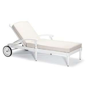 Glen Isle Outdoor Chaise Lounge Chair with Cushions in White Finish 