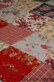 EMILIA FRENCH COUNTRY COTTAGE RED, BLUE TWIN QUILT SET  