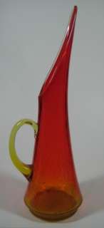Vintage Kanawha Amberina Crackle Art Glass Pitcher Vase  