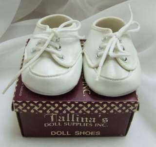 Tallinas White Crib Shoes Sz 2 Baby Doll Reborn OOAK  