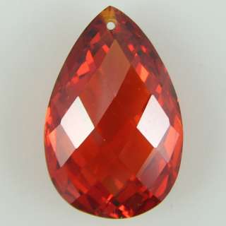 23mm faceted CZ cubic zirconia teardrop pendant red  