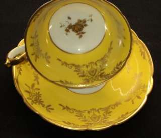 Royal Tettau BAVARIA Antique YELLOW Tea cup and saucer  