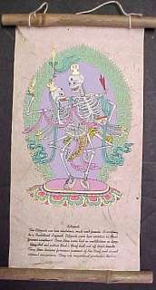 Colorful Citipati Tibetan Thangka Scroll for Dharma  