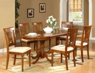 7PC OVAL DINING ROOM SET LEAF TABLE 6 CHAIRS 42X78  