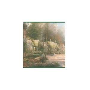 Cottages Green Wallpaper Border by Imperial in Thomas Kinkade Inspired 