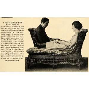   Newlywed Couple Love Twin Facing Couches   Original Halftone Print