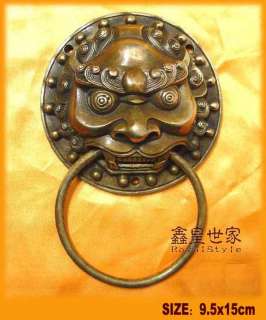 Chinese Bronze Foo Dog Guardian Lion Door Knocker 4D  