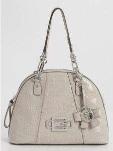 GUESS BOURGEOIS DOME SATCHEL HANDBAG WITH MATCHING WALLET IN STONE NWT 