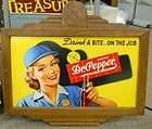 1950s Dr. Pepper DRINK A BITE ON THE JOB Cardboard Adv