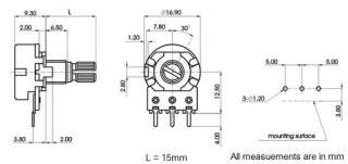 pcs Alpha 5KB / B5K / 5K Pot potentiometer 17mm 1/4W  
