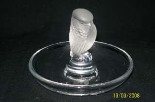 Lalique Rapace Bird of Prey Owl Eagle Hawk Crystal & Acid Bath Ring 