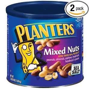 Planters Mixed Nuts With Pure Sea Salt, 56 Ounce Tin (Pack of 2 