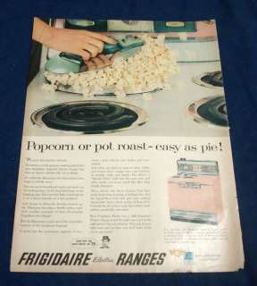 1956 FRIGIDAIRE ELECTRIC RANGES MAGAZINE AD POPCORwr  