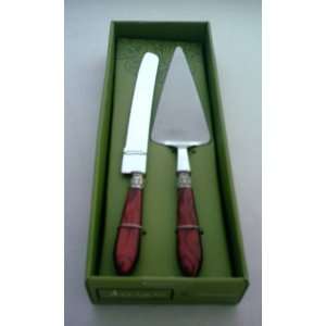   Wine (Burgundy Red) 2 Piece Knife and Cake, Dessert or Pie Sever