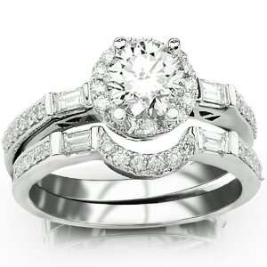  2 Baguettes And Pave Set Diamond Engagement Ring with a 0 