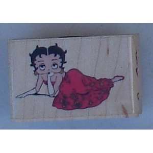  Betty Boop Red Dress Laying Down Wood Mounted Rubber Stamp 