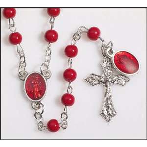  Divine Mercy Glass Rosary with Dangle Medallion 