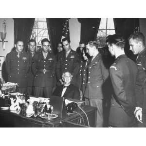 Franklin D. Roosevelt Meeting Veterans Who are in Uniform at the White 