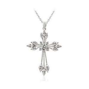  Luxurious Conviction Silver Tone CZ Cross Case Pack 6 Luxurious 