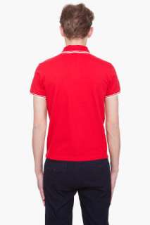 Moncler White Tipped Red Polo for men  
