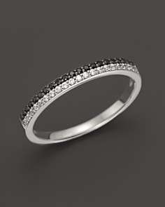 Black And White Diamond Band In 14K White Gold, .20 ct. t.w.