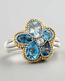 Ombre Flower Ring, Blue Topaz