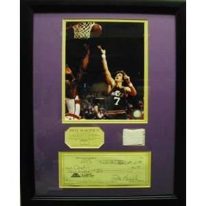Pete Maravich Signed Check with Game Used Wristband