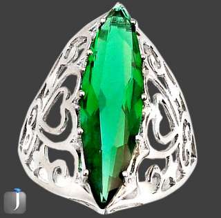size 7 5cts GREEN FAUX PARIS EMERALD MARQUISE 925 SILVER COCKTAIL RING 