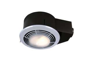   White Bathroom Fan Heater Light 110 CFM 3.0 Sones 1500W Heater  