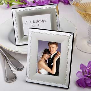   photo with these two tone silver metal place card/photo frames