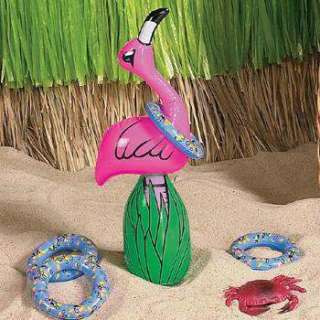   flamingo ring toss game set includes one 22 inflatable pink flamingo