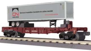 Canadian National Flat Car w/ Trailer. Two Pack