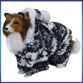 Pet Dog Warm Hooded Hoodie Fluffy Jumpsuit Coat Winter Clothes Coral 